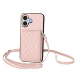 菱形紋理卡包 RFID 手機殼附長掛繩，適用於 iPhone 17 Pro Max、iPhone 17 Pro、iPhone 17、iPhone Air、iPhone 16 Pro Max、iPhone 16 Pro、iPhone 16 Plus、iPhone 16