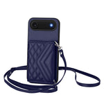 菱形紋理卡包 RFID 手機殼附長掛繩，適用於 iPhone 17 Pro Max、iPhone 17 Pro、iPhone 17、iPhone Air、iPhone 16 Pro Max、iPhone 16 Pro、iPhone 16 Plus、iPhone 16