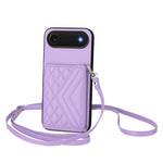 菱形紋理卡包 RFID 手機殼附長掛繩，適用於 iPhone 17 Pro Max、iPhone 17 Pro、iPhone 17、iPhone Air、iPhone 16 Pro Max、iPhone 16 Pro、iPhone 16 Plus、iPhone 16
