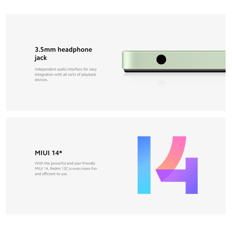小米 Redmi 13C 5G，6.74 吋 MIUI 14 MediaTek 天璣 6100+ 八核心 2.2GHz，NFC，網絡：5G，不支援 Google Play，6GB+128GB