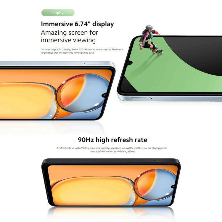 小米 Redmi 13C 5G，6.74 吋 MIUI 14 MediaTek 天璣 6100+ 八核心 2.2GHz，NFC，網絡：5G，不支援 Google Play，6GB+128GB