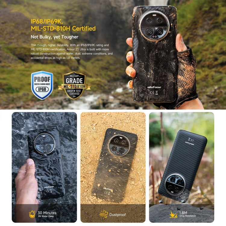 Ulefone Armor 23 超級耐用手機，6.78 吋 Android 13 MediaTek 天璣 8020 八核心最高 2.6GHz，網絡：5G，NFC，OTG，衛星訊息，12GB+512GB