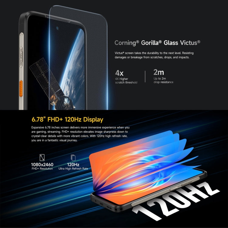 Ulefone Armor 23 超級耐用手機，6.78 吋 Android 13 MediaTek 天璣 8020 八核心最高 2.6GHz，網絡：5G，NFC，OTG，衛星訊息，12GB+512GB