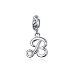 S925 Sterling Silver 26 English Letter Beads DIY Bracelet Necklace Accessories, A, B, C, D, E, F, G, H, I, J, K, L, M, N, O, P, Q, R, S, T, U, V, W, X, Y, Z