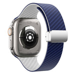 碳纖維磁吸銀色錶扣錶帶，適用於 Apple Watch Series 9 45mm，適用於 Apple Watch Series 9 41mm，適用於 Apple Watch Ultra 49mm