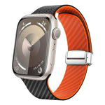 碳纖維磁吸銀色錶扣錶帶，適用於 Apple Watch Series 9 45mm，適用於 Apple Watch Series 9 41mm，適用於 Apple Watch Ultra 49mm