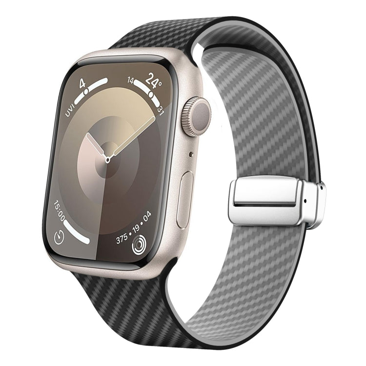 碳纖維磁吸銀色錶扣錶帶，適用於 Apple Watch Series 9 45mm，適用於 Apple Watch Series 9 41mm，適用於 Apple Watch Ultra 49mm