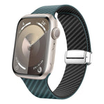 碳纖維磁吸銀色錶扣錶帶，適用於 Apple Watch Series 9 45mm，適用於 Apple Watch Series 9 41mm，適用於 Apple Watch Ultra 49mm