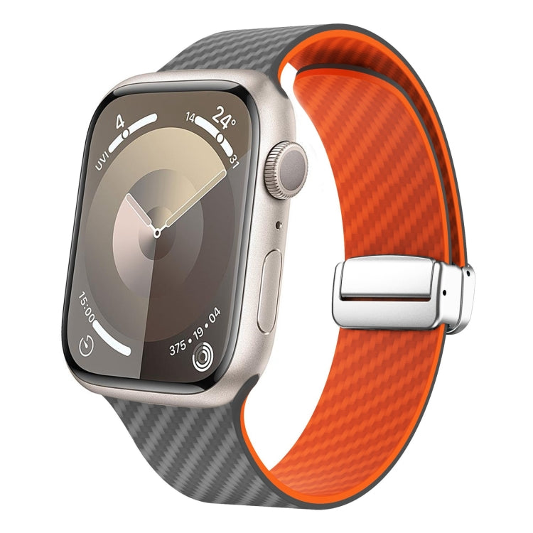 碳纖維磁吸銀色錶扣錶帶，適用於 Apple Watch Series 9 45mm，適用於 Apple Watch Series 9 41mm，適用於 Apple Watch Ultra 49mm