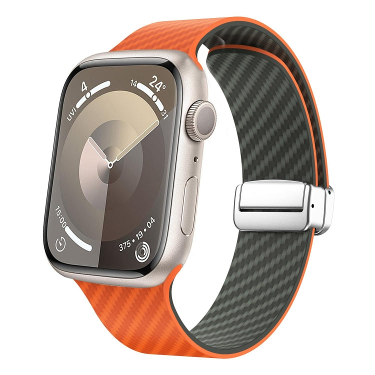 碳纖維磁吸銀色錶扣錶帶，適用於 Apple Watch Series 9 45mm，適用於 Apple Watch Series 9 41mm，適用於 Apple Watch Ultra 49mm