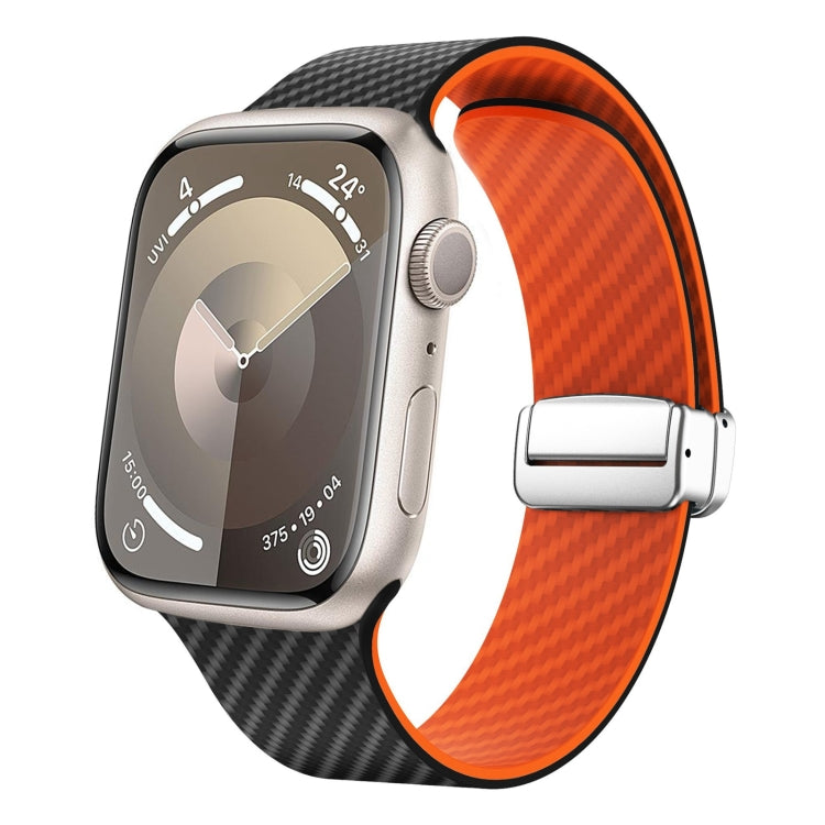 碳纖維磁吸銀色錶扣錶帶，適用於 Apple Watch Series 9 45mm，適用於 Apple Watch Series 9 41mm，適用於 Apple Watch Ultra 49mm