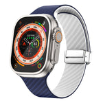 碳纖維磁吸銀色錶扣錶帶，適用於 Apple Watch Series 9 45mm，適用於 Apple Watch Series 9 41mm，適用於 Apple Watch Ultra 49mm
