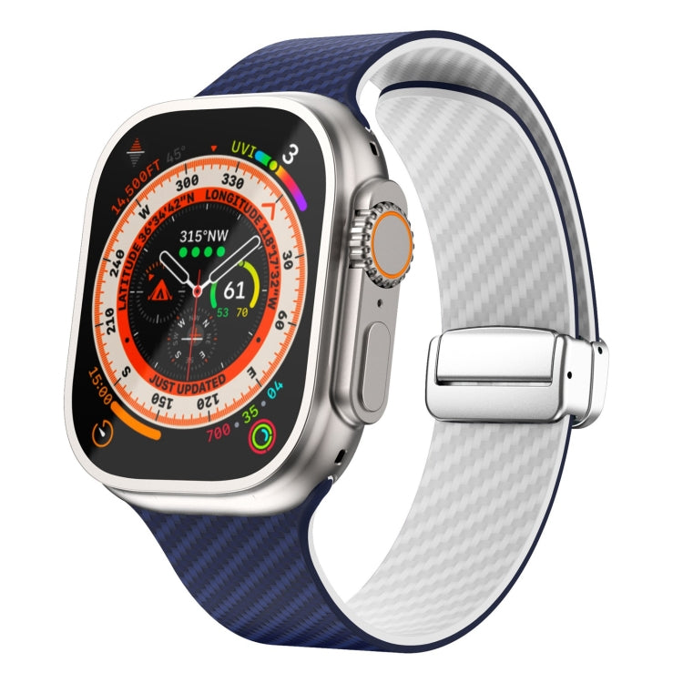 碳纖維磁吸銀色錶扣錶帶，適用於 Apple Watch Series 9 45mm，適用於 Apple Watch Series 9 41mm，適用於 Apple Watch Ultra 49mm