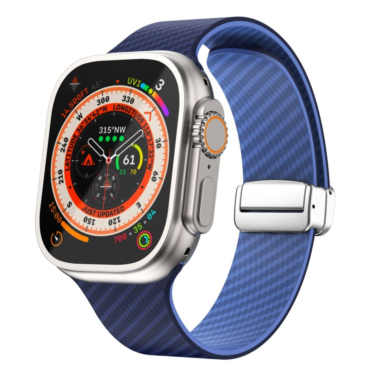 碳纖維磁吸銀色錶扣錶帶，適用於 Apple Watch Series 9 45mm，適用於 Apple Watch Series 9 41mm，適用於 Apple Watch Ultra 49mm