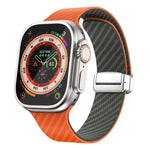 碳纖維磁吸銀色錶扣錶帶，適用於 Apple Watch Series 9 45mm，適用於 Apple Watch Series 9 41mm，適用於 Apple Watch Ultra 49mm