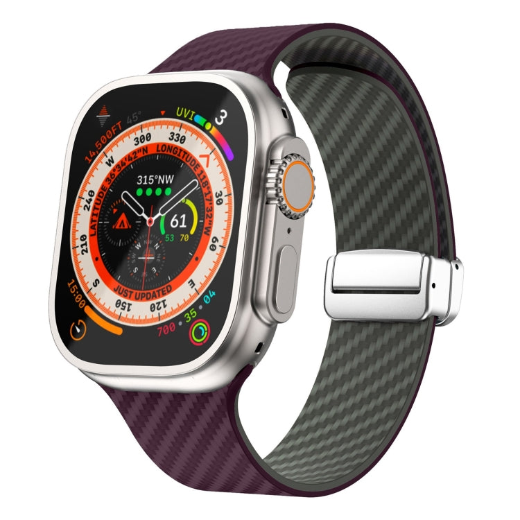 碳纖維磁吸銀色錶扣錶帶，適用於 Apple Watch Series 9 45mm，適用於 Apple Watch Series 9 41mm，適用於 Apple Watch Ultra 49mm