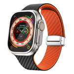碳纖維磁吸銀色錶扣錶帶，適用於 Apple Watch Series 9 45mm，適用於 Apple Watch Series 9 41mm，適用於 Apple Watch Ultra 49mm
