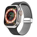 碳纖維磁吸銀色錶扣錶帶，適用於 Apple Watch Series 9 45mm，適用於 Apple Watch Series 9 41mm，適用於 Apple Watch Ultra 49mm