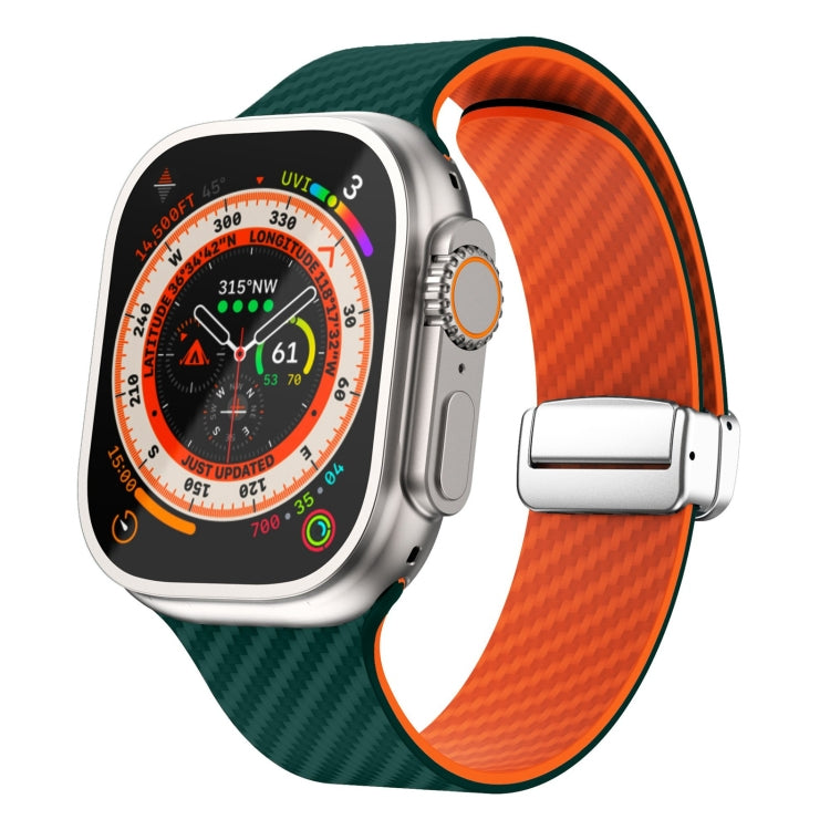 碳纖維磁吸銀色錶扣錶帶，適用於 Apple Watch Series 9 45mm，適用於 Apple Watch Series 9 41mm，適用於 Apple Watch Ultra 49mm