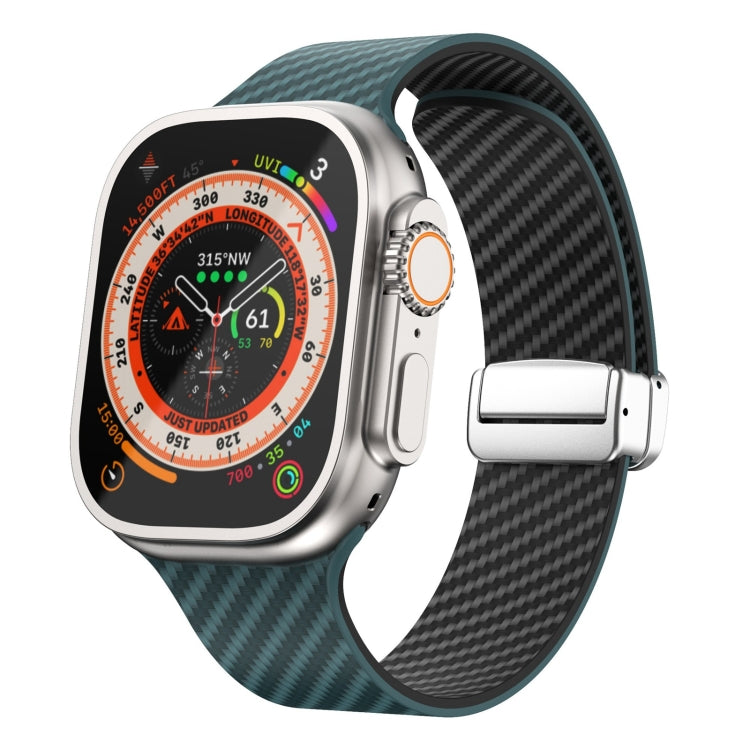 碳纖維磁吸銀色錶扣錶帶，適用於 Apple Watch Series 9 45mm，適用於 Apple Watch Series 9 41mm，適用於 Apple Watch Ultra 49mm