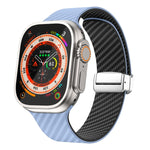 碳纖維磁吸銀色錶扣錶帶，適用於 Apple Watch Series 9 45mm，適用於 Apple Watch Series 9 41mm，適用於 Apple Watch Ultra 49mm