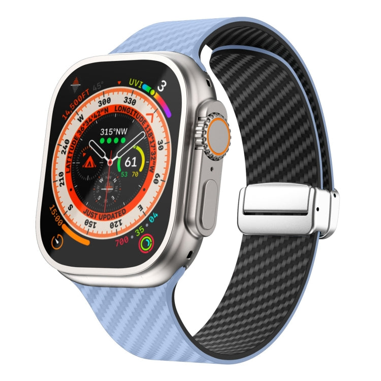 碳纖維磁吸銀色錶扣錶帶，適用於 Apple Watch Series 9 45mm，適用於 Apple Watch Series 9 41mm，適用於 Apple Watch Ultra 49mm