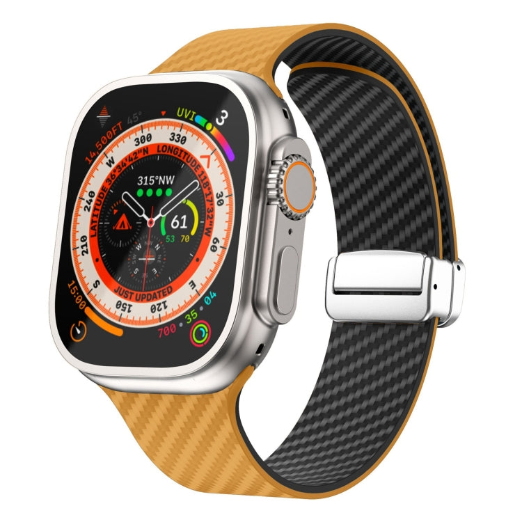 碳纖維磁吸銀色錶扣錶帶，適用於 Apple Watch Series 9 45mm，適用於 Apple Watch Series 9 41mm，適用於 Apple Watch Ultra 49mm