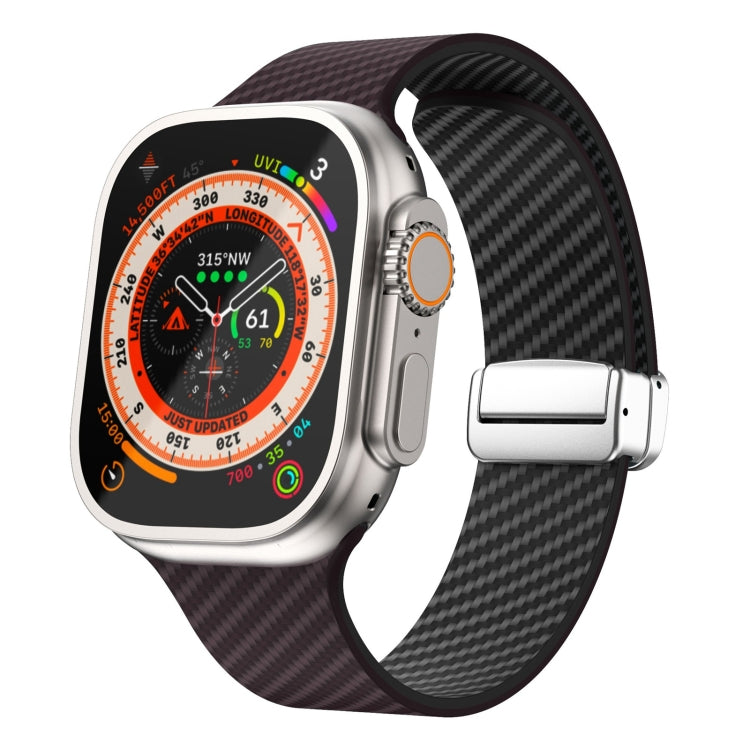 碳纖維磁吸銀色錶扣錶帶，適用於 Apple Watch Series 9 45mm，適用於 Apple Watch Series 9 41mm，適用於 Apple Watch Ultra 49mm