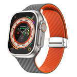 碳纖維磁吸銀色錶扣錶帶，適用於 Apple Watch Series 9 45mm，適用於 Apple Watch Series 9 41mm，適用於 Apple Watch Ultra 49mm