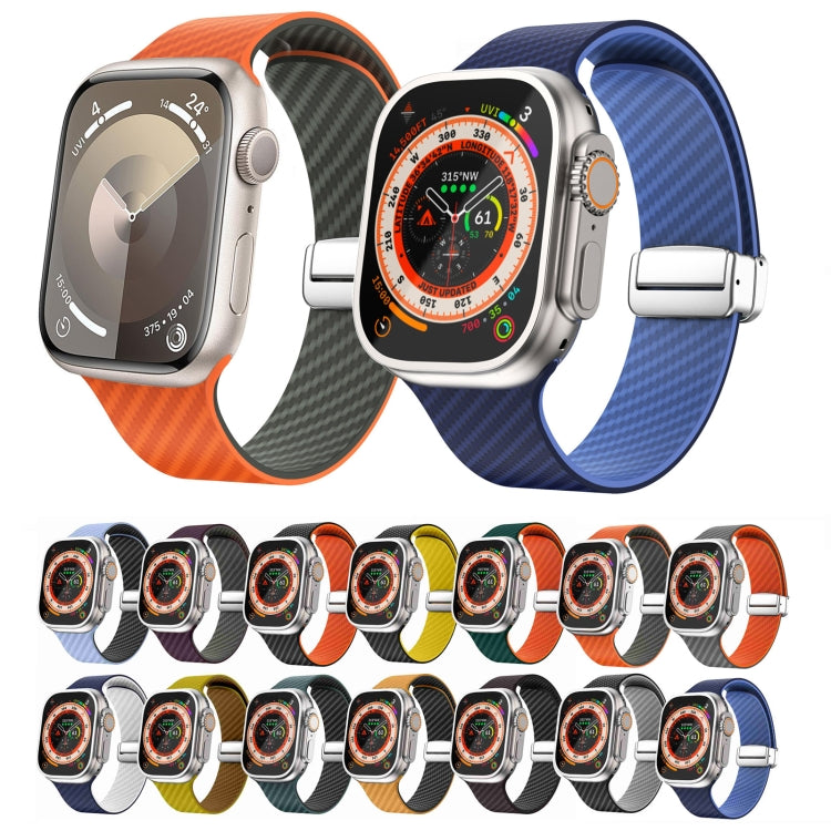 碳纖維磁吸銀色錶扣錶帶，適用於 Apple Watch Series 9 45mm，適用於 Apple Watch Series 9 41mm，適用於 Apple Watch Ultra 49mm