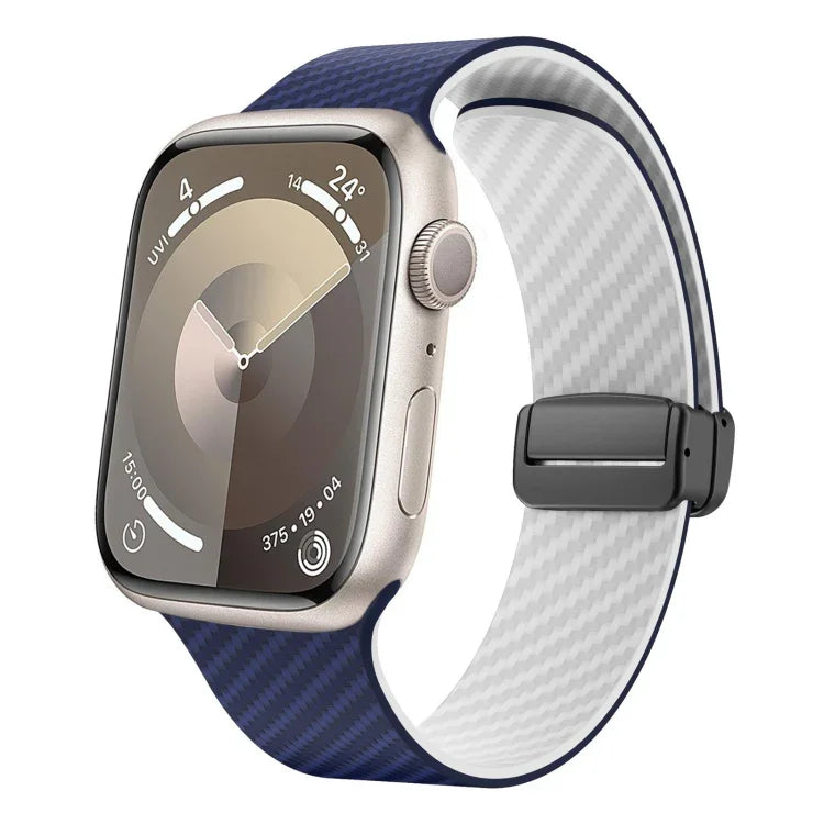 碳纖維磁吸黑色扣錶帶，適用於 Apple Watch 42mm，適用於 Apple Watch 38mm