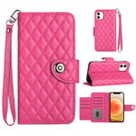菱形紋理翻蓋皮革手機殼 附掛繩，適用於 iPhone 11，iPhone 11 Pro，iPhone XS / X，iPhone XR，iPhone XS Max，iPhone 8 Plus / 7 Plus / 6s Plus