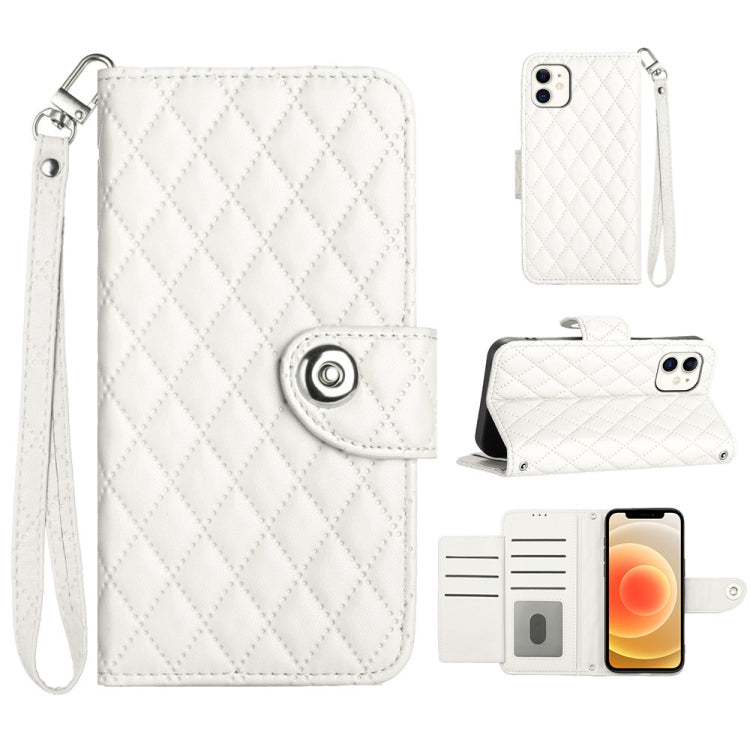 菱形紋理翻蓋皮革手機殼 附掛繩，適用於 iPhone 11，iPhone 11 Pro，iPhone XS / X，iPhone XR，iPhone XS Max，iPhone 8 Plus / 7 Plus / 6s Plus