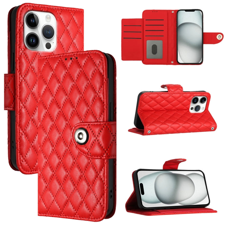 菱形紋理翻蓋皮革手機殼附掛繩，適用於 iPhone 17 Pro Max、iPhone 17 Pro、iPhone 17、iPhone Air、iPhone SE 2024、iPhone 16 Pro Max、iPhone 16 Pro、iPhone 16 Plus