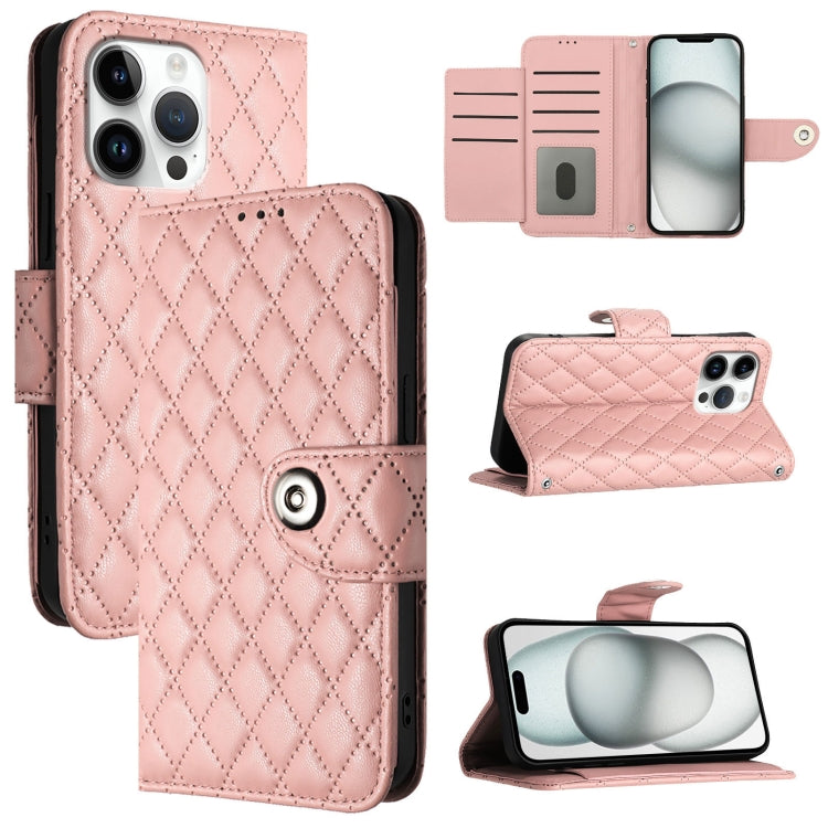 菱形紋理翻蓋皮革手機殼附掛繩，適用於 iPhone 17 Pro Max、iPhone 17 Pro、iPhone 17、iPhone Air、iPhone SE 2024、iPhone 16 Pro Max、iPhone 16 Pro、iPhone 16 Plus