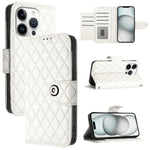 菱形紋理翻蓋皮革手機殼附掛繩，適用於 iPhone 17 Pro Max、iPhone 17 Pro、iPhone 17、iPhone Air、iPhone SE 2024、iPhone 16 Pro Max、iPhone 16 Pro、iPhone 16 Plus