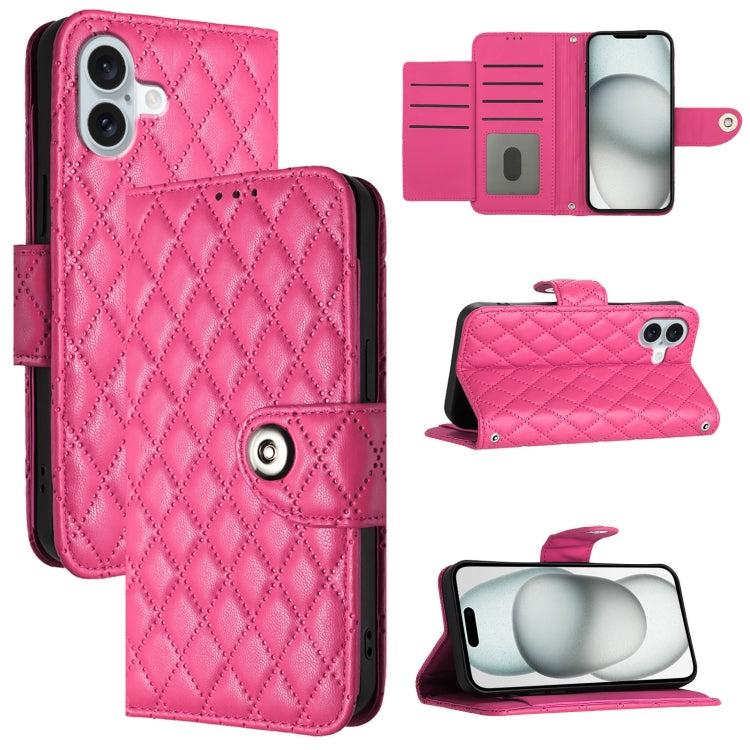 菱形紋理翻蓋皮革手機殼附掛繩，適用於 iPhone 17 Pro Max、iPhone 17 Pro、iPhone 17、iPhone Air、iPhone SE 2024、iPhone 16 Pro Max、iPhone 16 Pro、iPhone 16 Plus