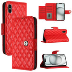 菱形紋理翻蓋皮革手機殼 附掛繩，適用於 iPhone 11，iPhone 11 Pro，iPhone XS / X，iPhone XR，iPhone XS Max，iPhone 8 Plus / 7 Plus / 6s Plus