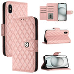 菱形紋理翻蓋皮革手機殼 附掛繩，適用於 iPhone 11，iPhone 11 Pro，iPhone XS / X，iPhone XR，iPhone XS Max，iPhone 8 Plus / 7 Plus / 6s Plus
