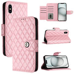 菱形紋理翻蓋皮革手機殼 附掛繩，適用於 iPhone 11，iPhone 11 Pro，iPhone XS / X，iPhone XR，iPhone XS Max，iPhone 8 Plus / 7 Plus / 6s Plus