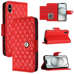 菱形紋理翻蓋皮革手機殼 附掛繩，適用於 iPhone 11，iPhone 11 Pro，iPhone XS / X，iPhone XR，iPhone XS Max，iPhone 8 Plus / 7 Plus / 6s Plus