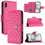 菱形紋理翻蓋皮革手機殼 附掛繩，適用於 iPhone 11，iPhone 11 Pro，iPhone XS / X，iPhone XR，iPhone XS Max，iPhone 8 Plus / 7 Plus / 6s Plus