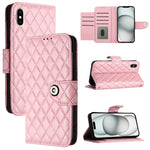 菱形紋理翻蓋皮革手機殼 附掛繩，適用於 iPhone 11，iPhone 11 Pro，iPhone XS / X，iPhone XR，iPhone XS Max，iPhone 8 Plus / 7 Plus / 6s Plus