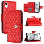 菱形紋理翻蓋皮革手機殼 附掛繩，適用於 iPhone 11，iPhone 11 Pro，iPhone XS / X，iPhone XR，iPhone XS Max，iPhone 8 Plus / 7 Plus / 6s Plus