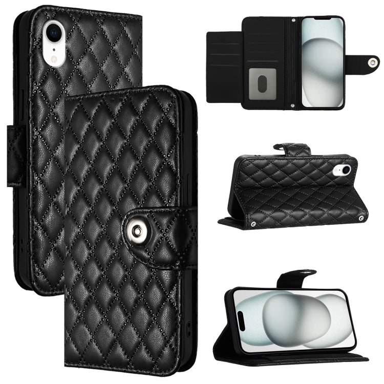 菱形紋理翻蓋皮革手機殼 附掛繩，適用於 iPhone 11，iPhone 11 Pro，iPhone XS / X，iPhone XR，iPhone XS Max，iPhone 8 Plus / 7 Plus / 6s Plus