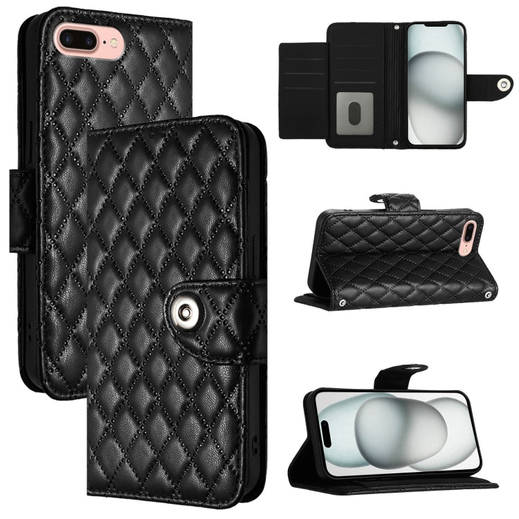 菱形紋理翻蓋皮革手機殼 附掛繩，適用於 iPhone 11，iPhone 11 Pro，iPhone XS / X，iPhone XR，iPhone XS Max，iPhone 8 Plus / 7 Plus / 6s Plus