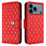 菱形紋理翻蓋皮革手機殼附掛繩，適用於 iPhone 17 Pro Max、iPhone 17 Pro、iPhone 17、iPhone Air、iPhone SE 2024、iPhone 16 Pro Max、iPhone 16 Pro、iPhone 16 Plus