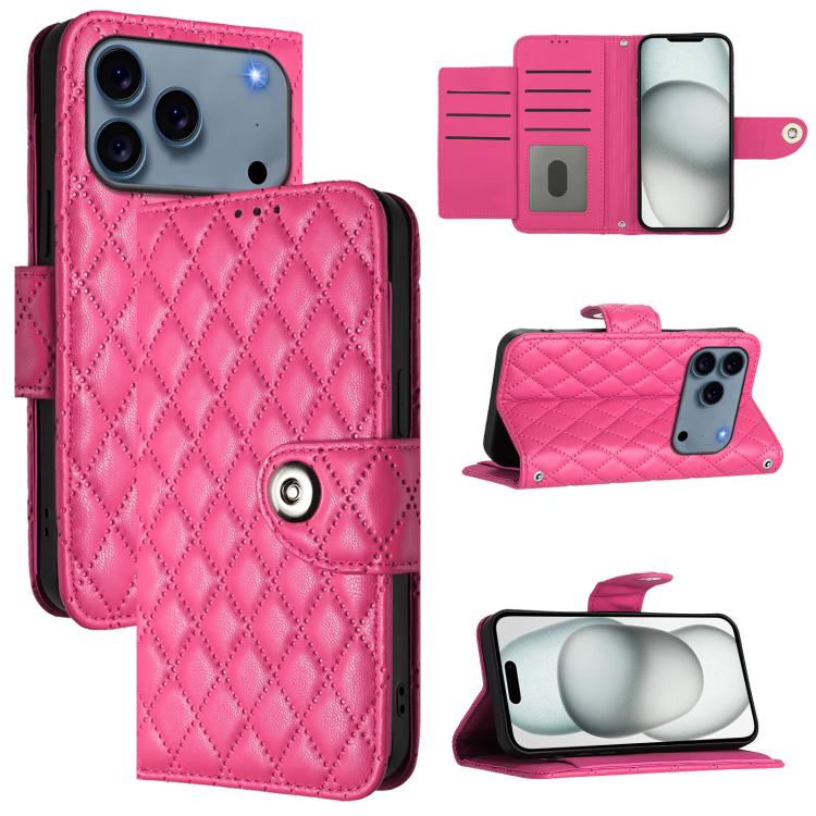 菱形紋理翻蓋皮革手機殼附掛繩，適用於 iPhone 17 Pro Max、iPhone 17 Pro、iPhone 17、iPhone Air、iPhone SE 2024、iPhone 16 Pro Max、iPhone 16 Pro、iPhone 16 Plus