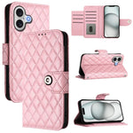 菱形紋理翻蓋皮革手機殼附掛繩，適用於 iPhone 17 Pro Max、iPhone 17 Pro、iPhone 17、iPhone Air、iPhone SE 2024、iPhone 16 Pro Max、iPhone 16 Pro、iPhone 16 Plus