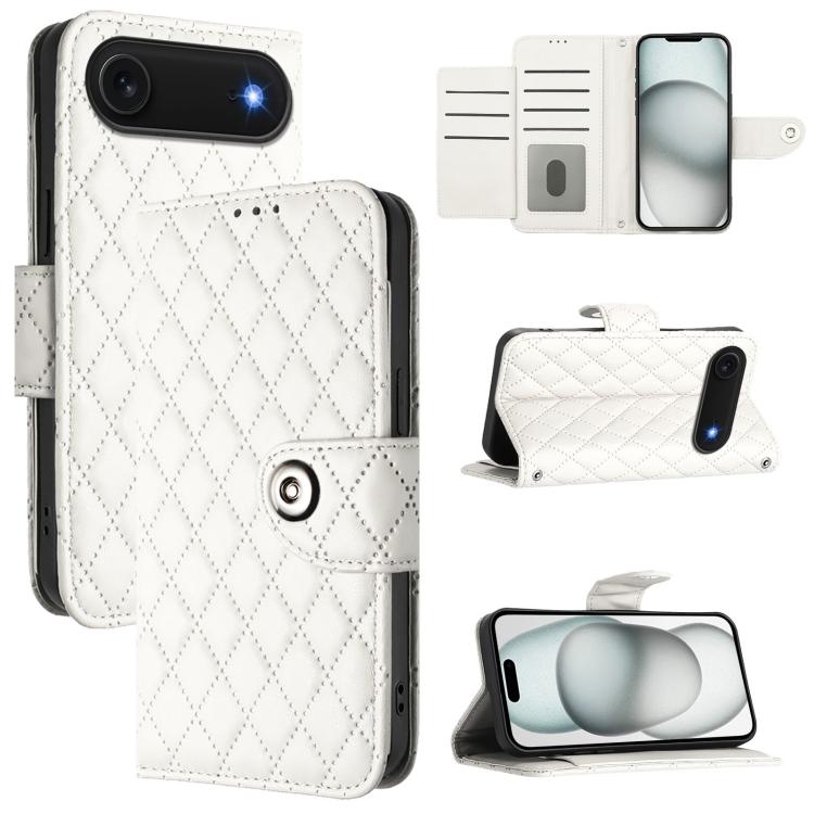 菱形紋理翻蓋皮革手機殼附掛繩，適用於 iPhone 17 Pro Max、iPhone 17 Pro、iPhone 17、iPhone Air、iPhone SE 2024、iPhone 16 Pro Max、iPhone 16 Pro、iPhone 16 Plus